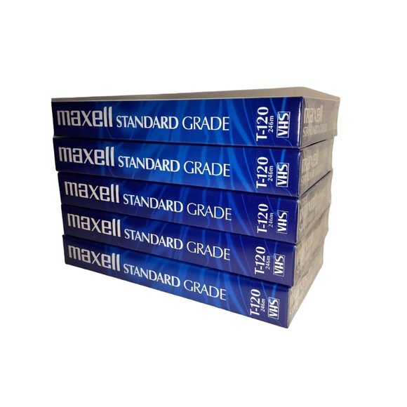 Lot of 5 Maxell T-120 Standard Grade 6 Hour Blank VHS VCR Video Tapes NEW Sealed - Picture 2 of 7